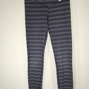Nike Kids Striped Black and Gray Leggings